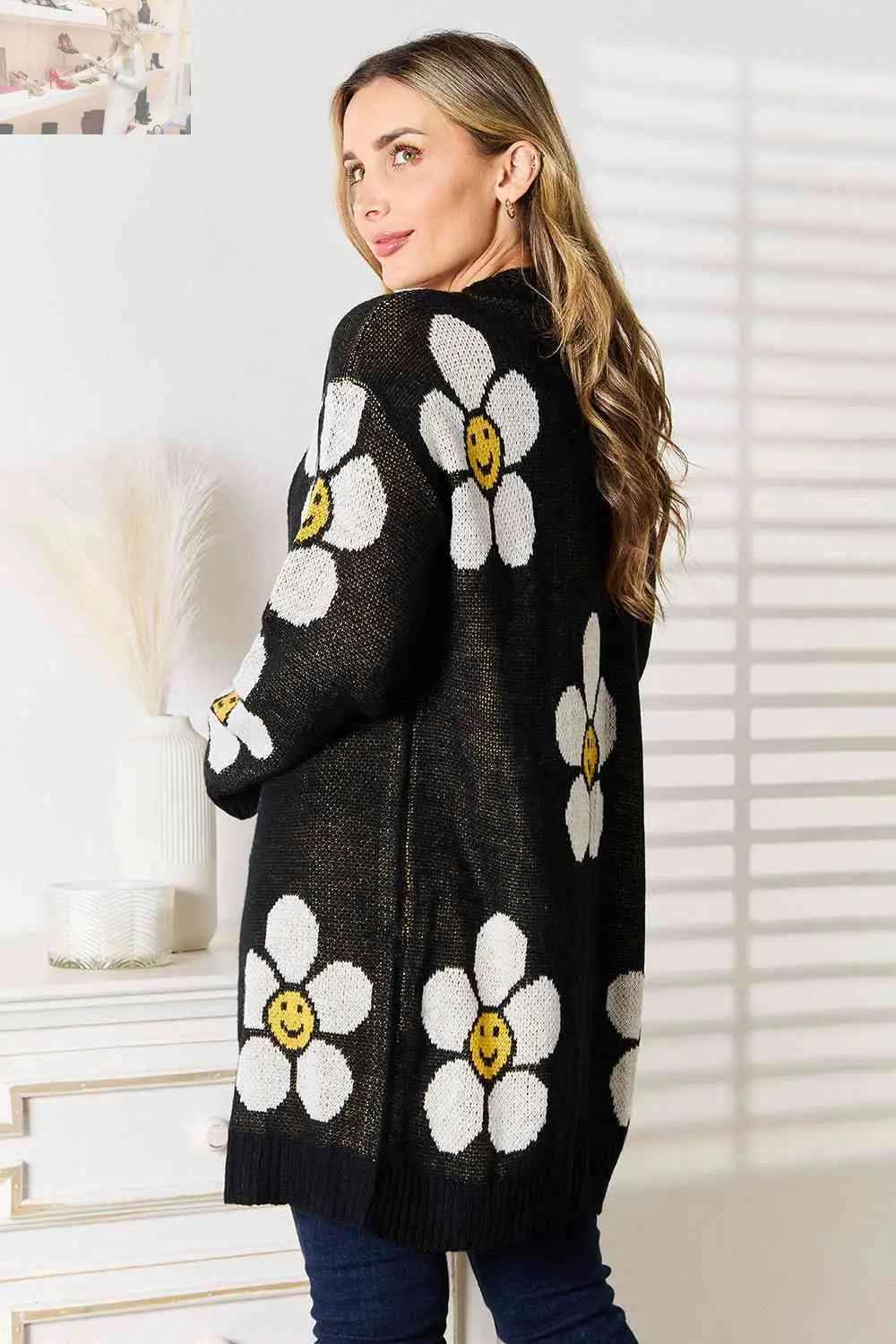 Double Take Longline Floral Cardigan - Stylish Button Down Layer - MegaSuperStar