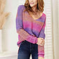 Double Take Multicolored Rib - Knit Pullover for Stylish Comfort - MegaSuperStar