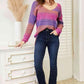 Double Take Multicolored Rib - Knit Pullover for Stylish Comfort - MegaSuperStar