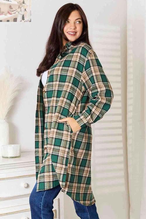 Customer styling 💕 Double Take Plaid Collared Long Sleeve Shirt 💕