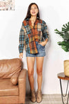 💕 Double Take Plaid Curved Hem Shirt Jacket with Breast Pockets 💕 thumbnail