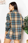 💕 Double Take Plaid Curved Hem Shirt Jacket with Breast Pockets 💕 thumbnail