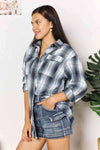 🌸 Double Take Plaid Dropped Shoulder Shirt 🌸 thumbnail