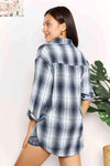 🌸 Double Take Plaid Dropped Shoulder Shirt 🌸 thumbnail