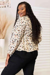 🌸 Double Take Printed Peplum Blouse with Plunge Neckline 🌸 thumbnail