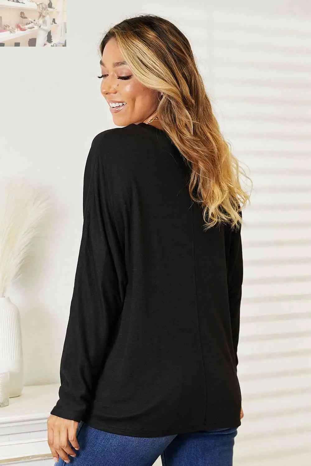 Double Take Seam Detail Long Sleeve Top for Effortless Chic Style - MegaSuperStar