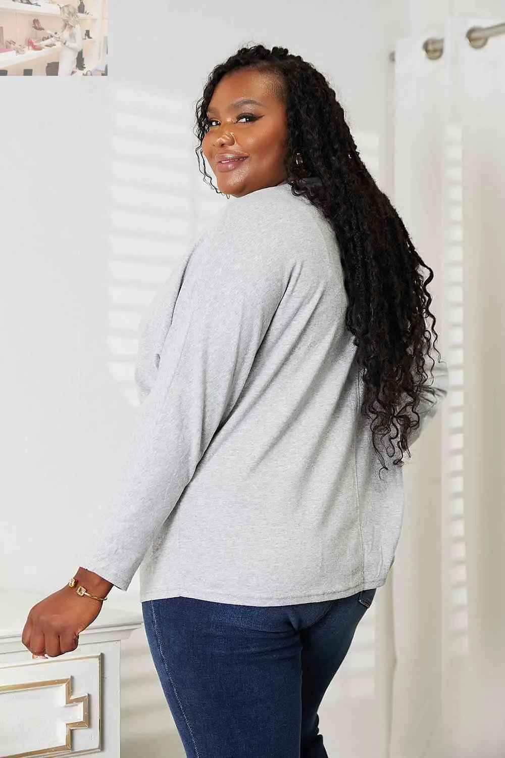 Double Take Seam Detail Long Sleeve Top for Effortless Chic Style - MegaSuperStar