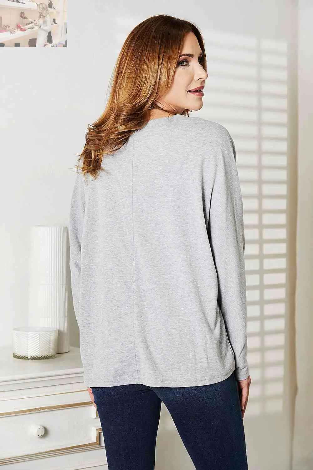 Double Take Seam Detail Long Sleeve Top for Effortless Chic Style - MegaSuperStar