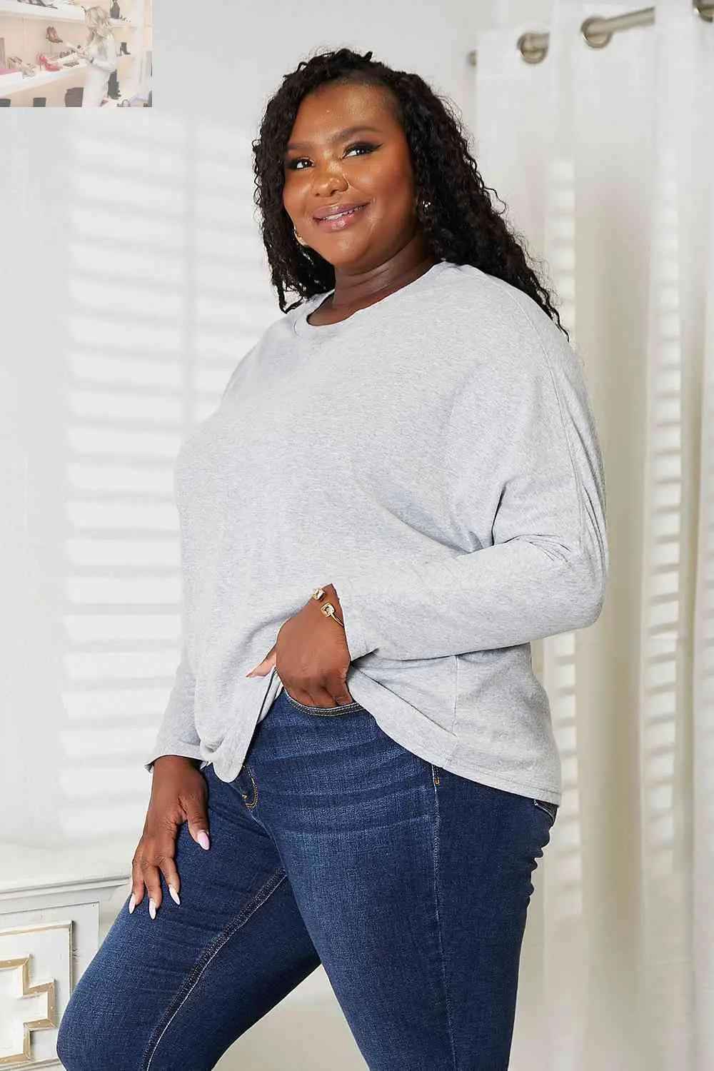 Double Take Seam Detail Long Sleeve Top for Effortless Chic Style - MegaSuperStar