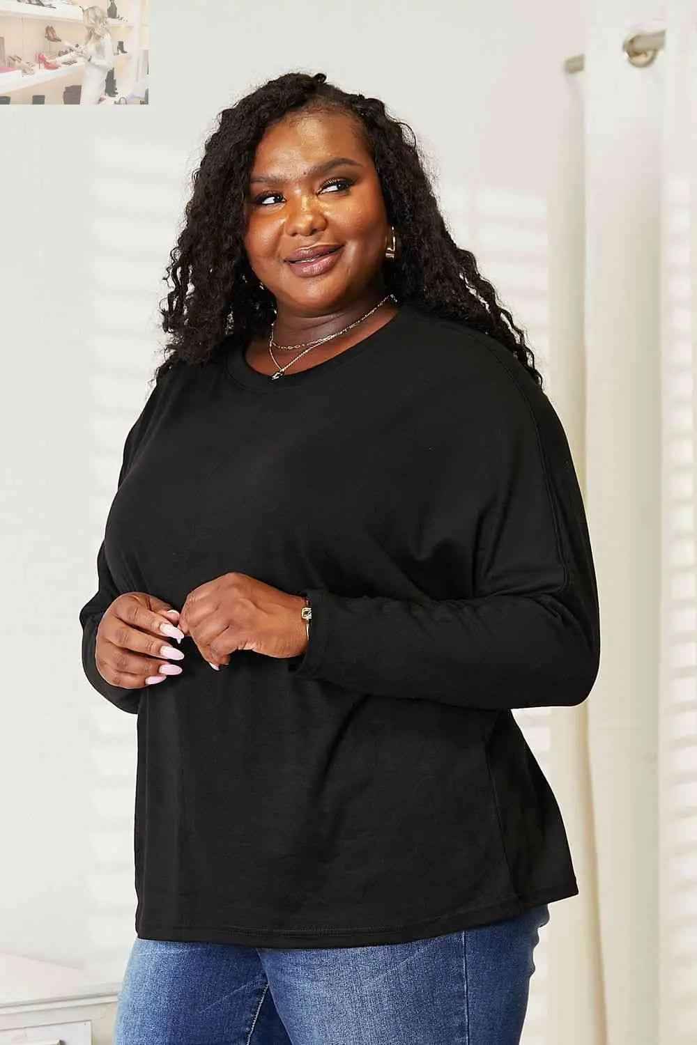 Double Take Seam Detail Long Sleeve Top for Effortless Chic Style - MegaSuperStar