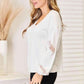Double Take V - Neck Blouse with Dropped Shoulders for Effortless Style - MegaSuperStar