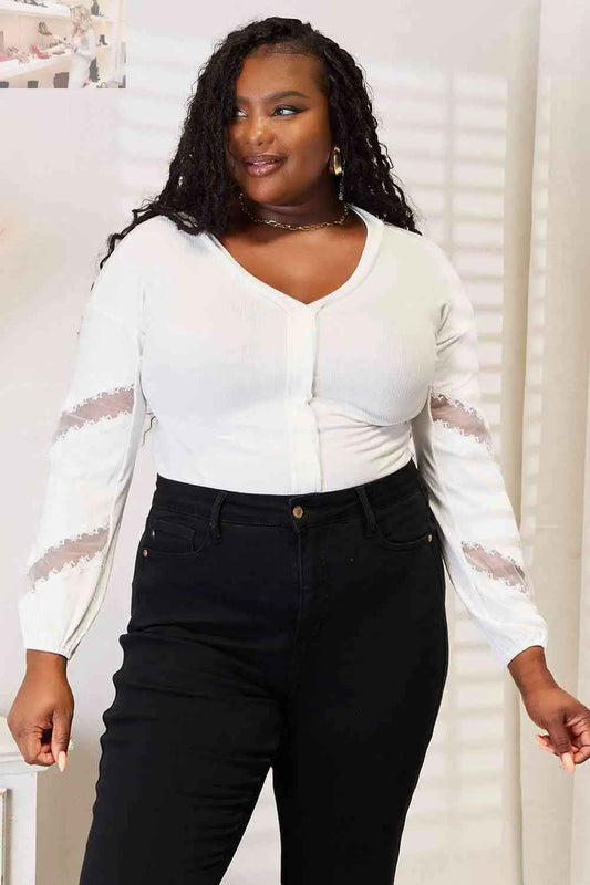 Double Take V - Neck Blouse with Dropped Shoulders for Effortless Style - MegaSuperStar