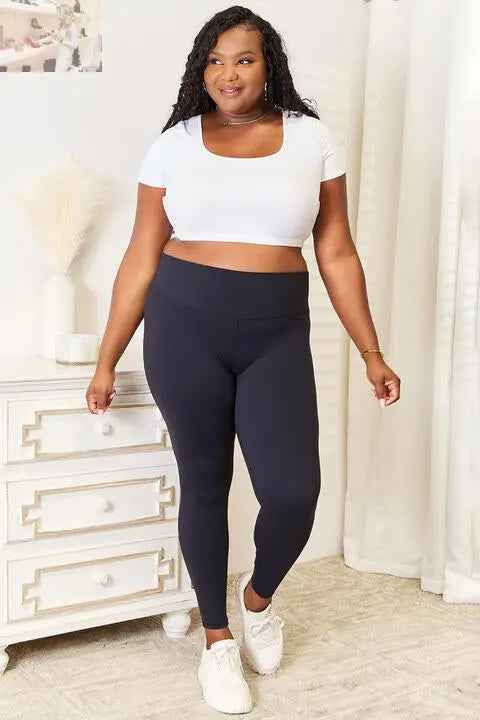 Double Take Wide Waistband Sports Leggings - MegaSuperStar