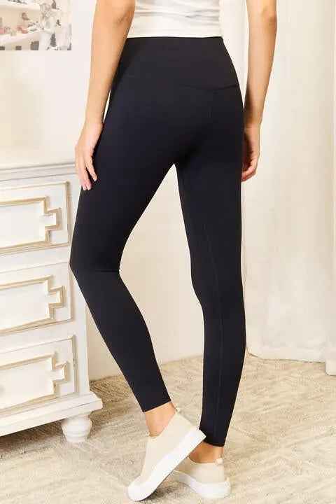 Double Take Wide Waistband Sports Leggings - MegaSuperStar