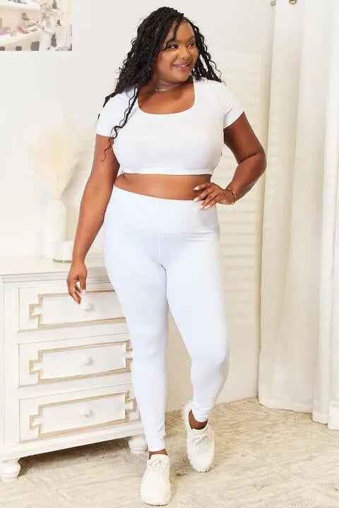 Double Take Wide Waistband Sports Leggings - MegaSuperStar