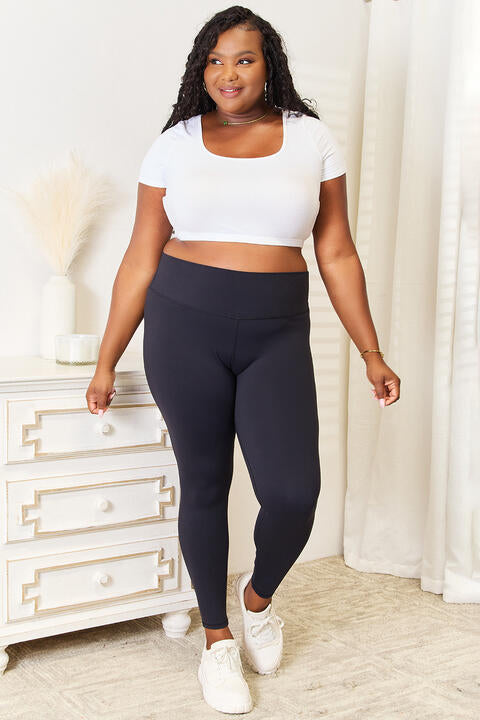 Double Take Wide Waistband Sports Leggings - MegaSuperStar