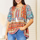 Double Take Bohemian Tassel Tie Puff Sleeve Babydoll Blouse
