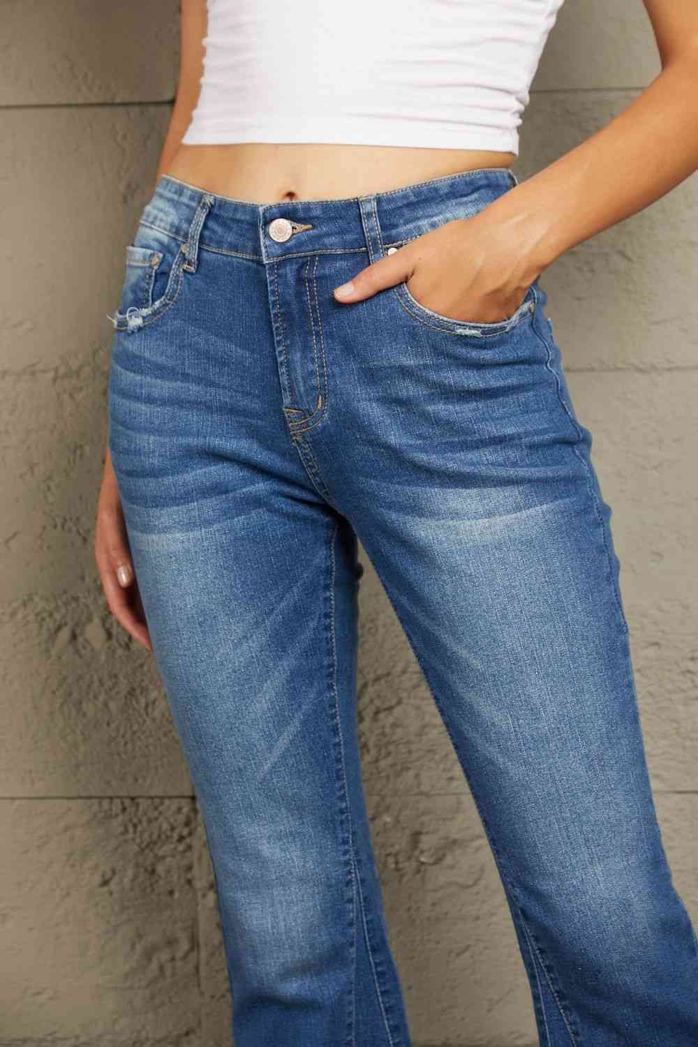 Baeful High Rise Flare Jeans with Pockets