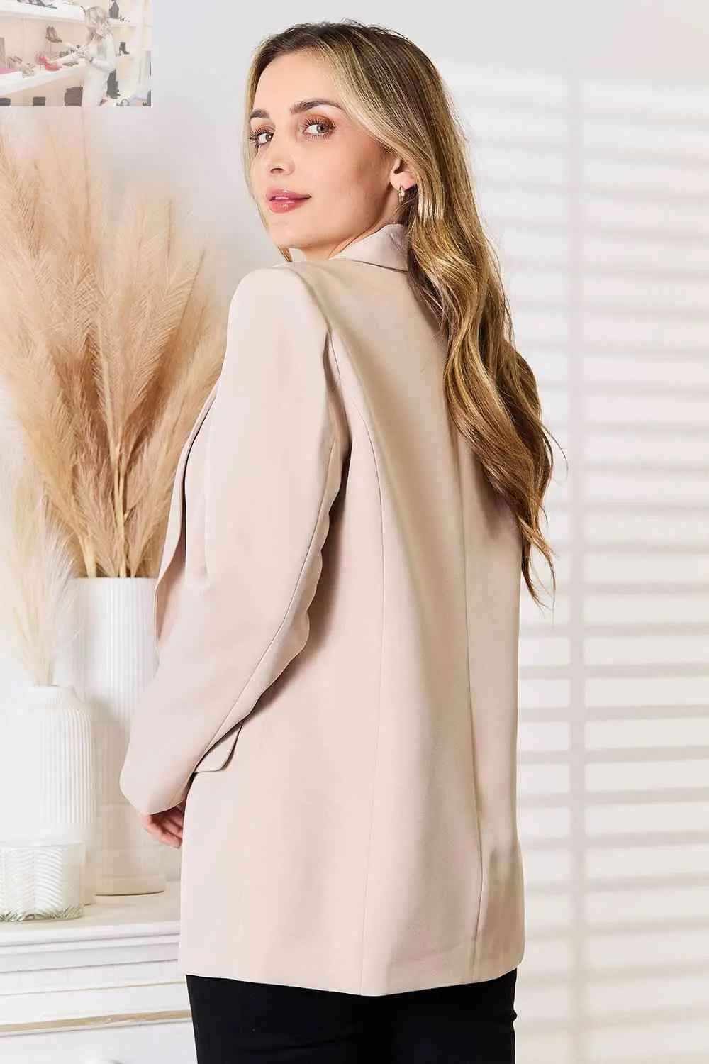 Shawl Collar Long Sleeve Blazer for Elegant Style and Versatile Wear - MegaSuperStar
