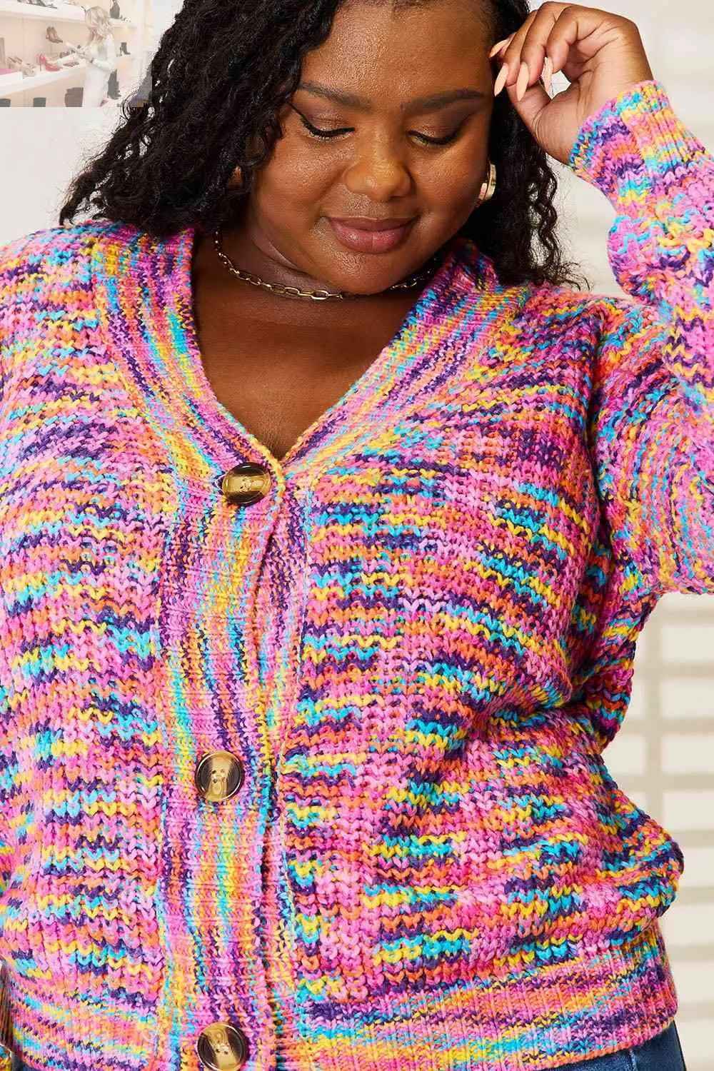 Woven Right V - Neck Cardigan - Long Sleeve Cozy Style - MegaSuperStar