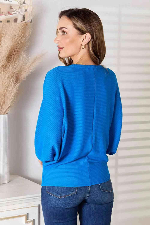 Customer styling 💕 Zenana Batwing Sleeve Blouse - Full Size Round Neck Style 💕