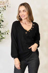 💕 Zenana Long Sleeve Blouse with Button Details 💕 thumbnail